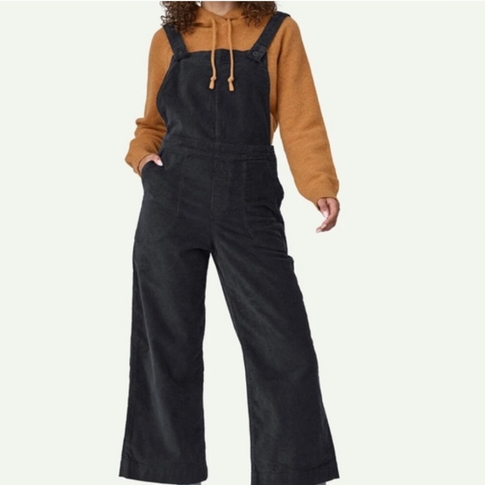 Patagonia Womens Stand Up Cropped Corduroy Overalls In Dark Grey | sz 12/L